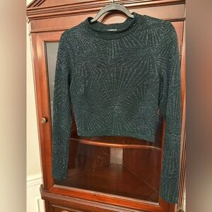 XL sparkle green silver crop top